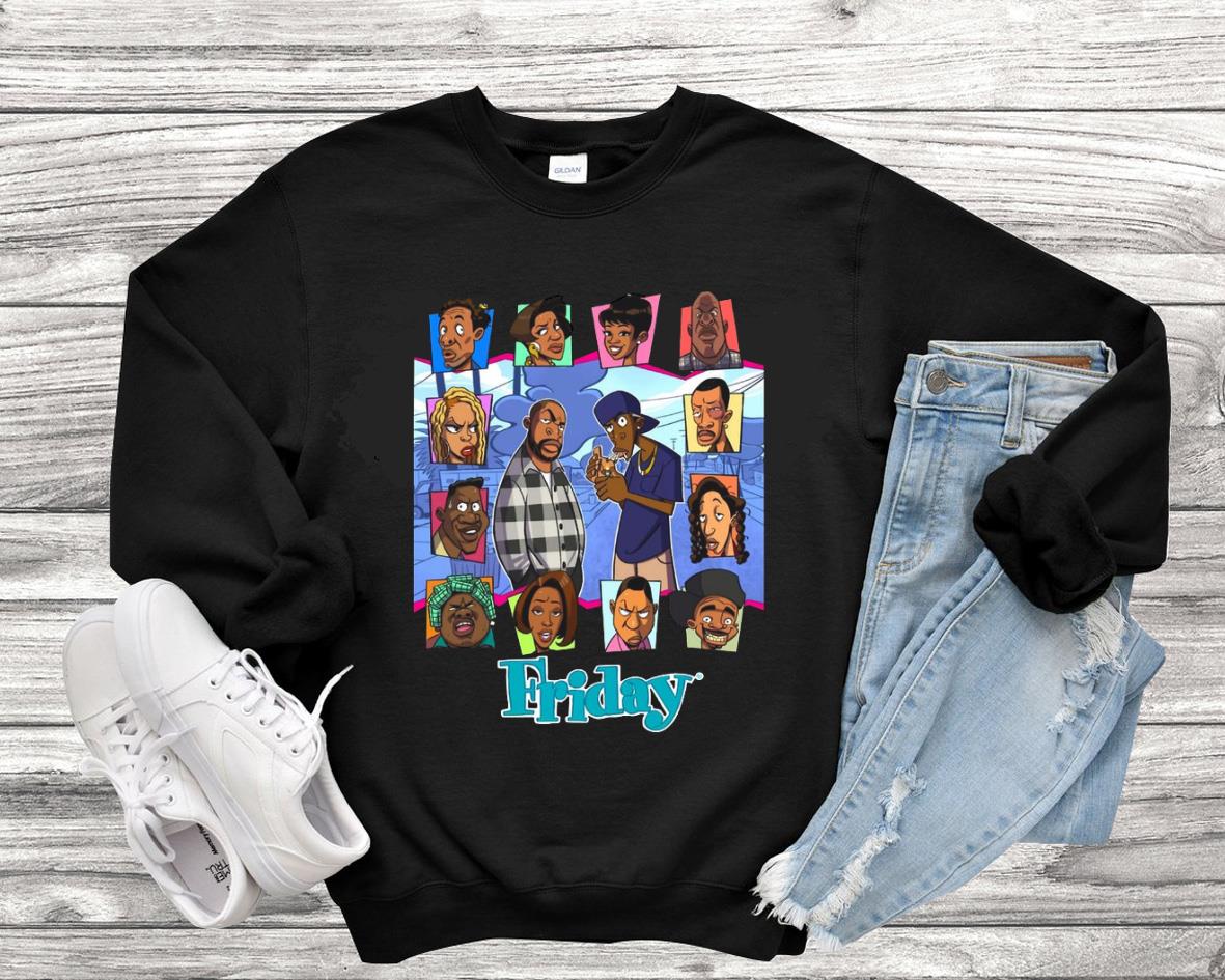 90s Movie Friday Black Background Shirt, Friday Cartoon Ice Cube Chris  Tucker Printable Shirt hoodie, sweatshirt, longsleeve tee