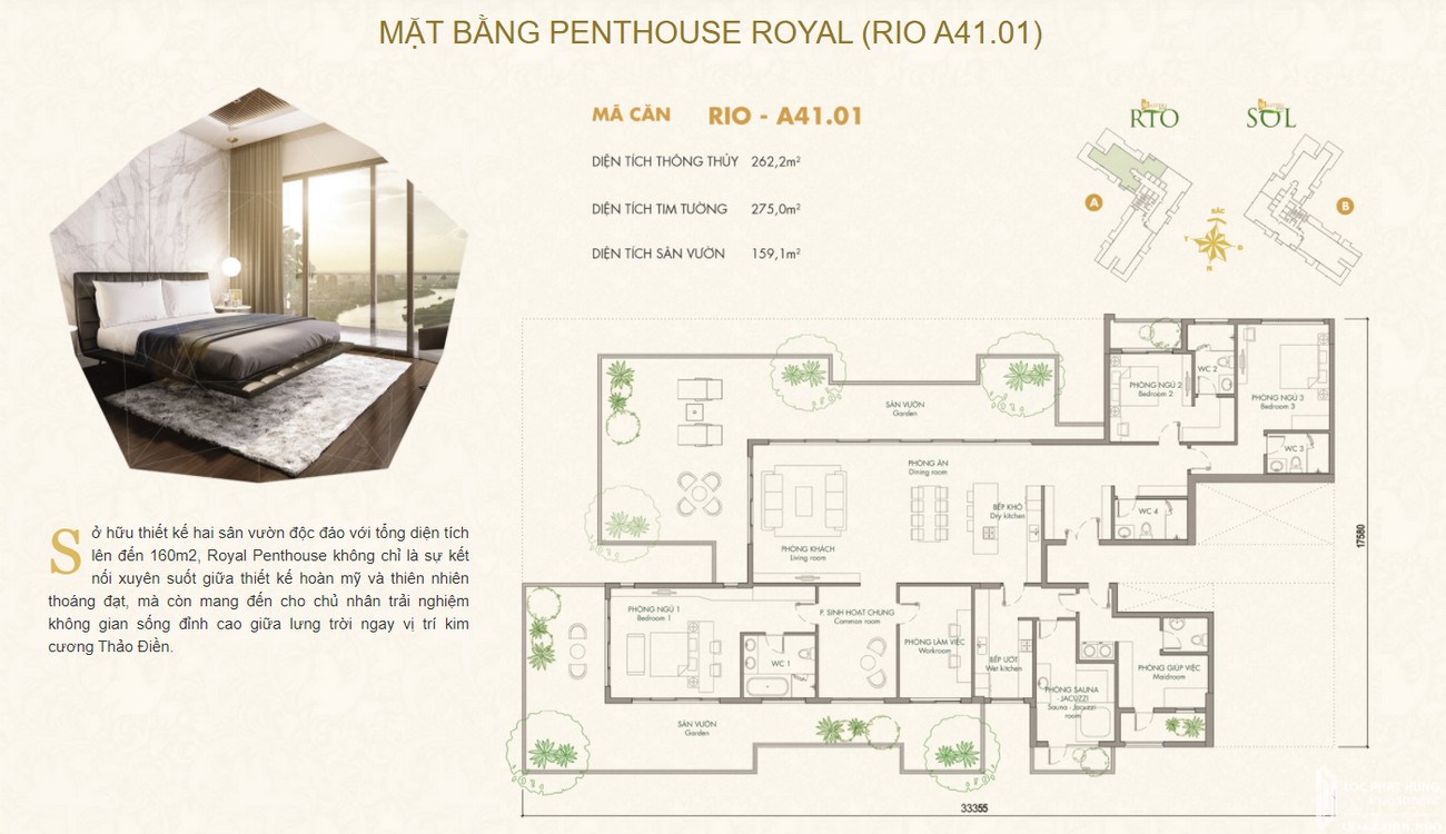 Thiết kế Penthouse Royal dự án Masteri An Phú