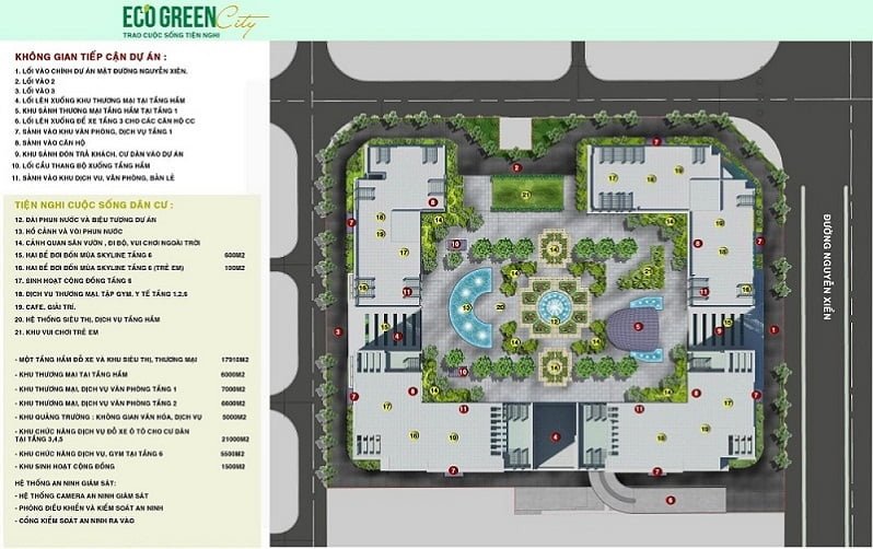 Mặt bằng tiện ích dự án Eco Green City
