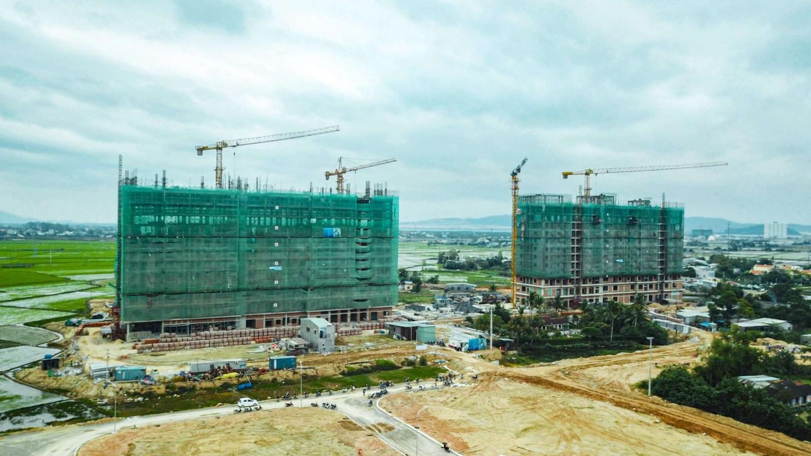Công trường dự án chung cư NOXH EcoHome Nhơn Bình tháng 12/2020
