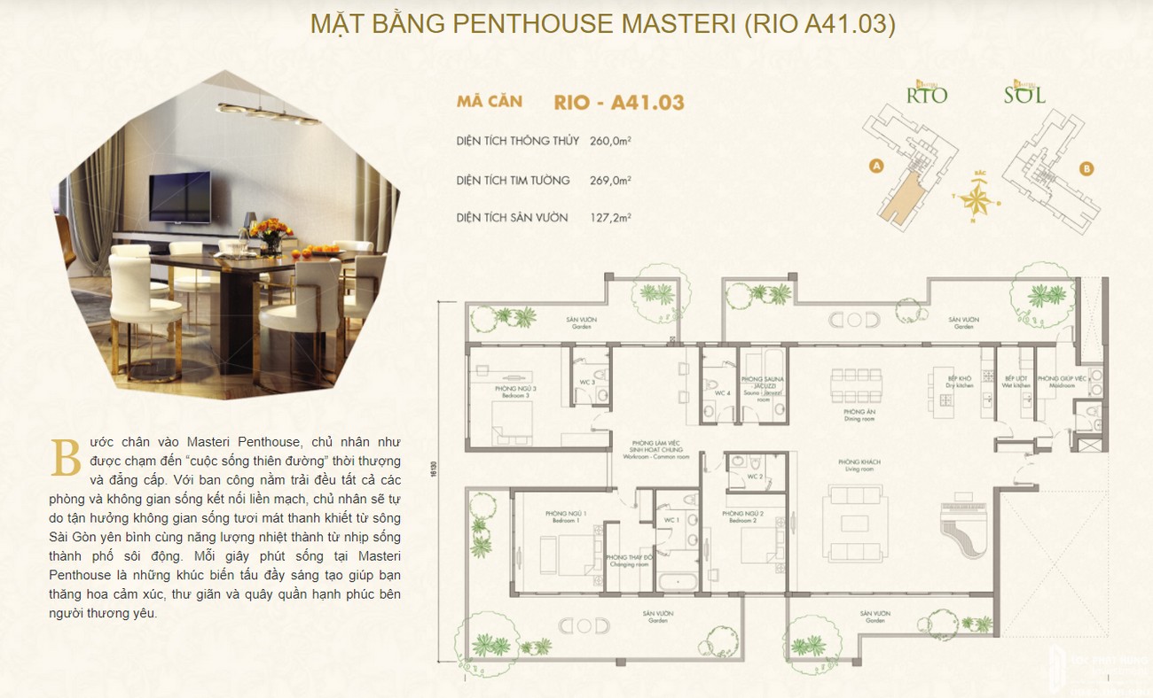 Thiết kế Penthouse dự án Masteri An Phú