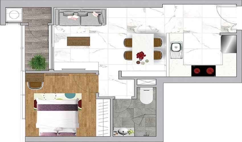 Thiết kế căn hộ 1 phòng ngủ