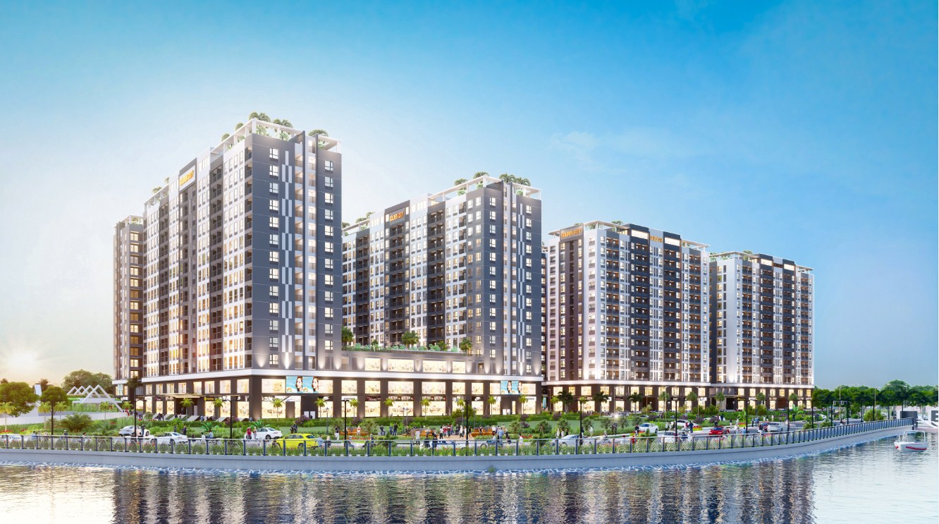Phối cảnh 7 tòa căn hộ Golden City Tây Ninh bên bờ sông Rạch Chiếc