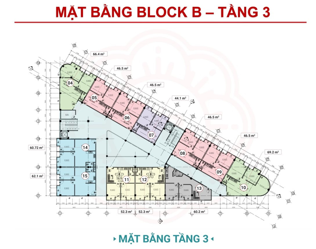 Mặt bằng tầng căn hộ điển hình Block B