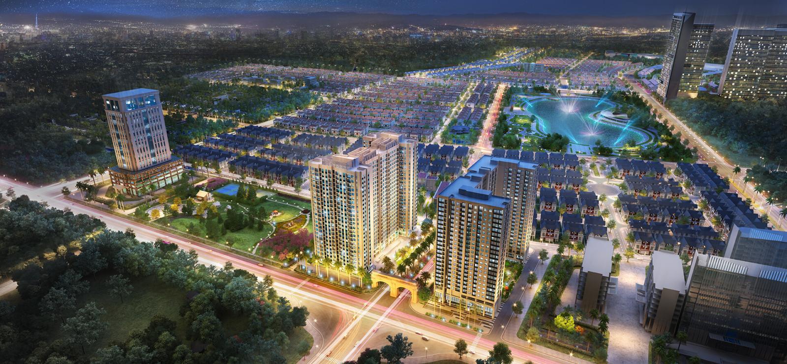Phối cảnh dự án chung cư Anland Premium, bên trái cổng KĐT Dương Nội