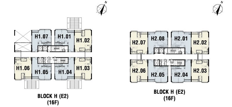Mặt bằng Block H tầng 2-24