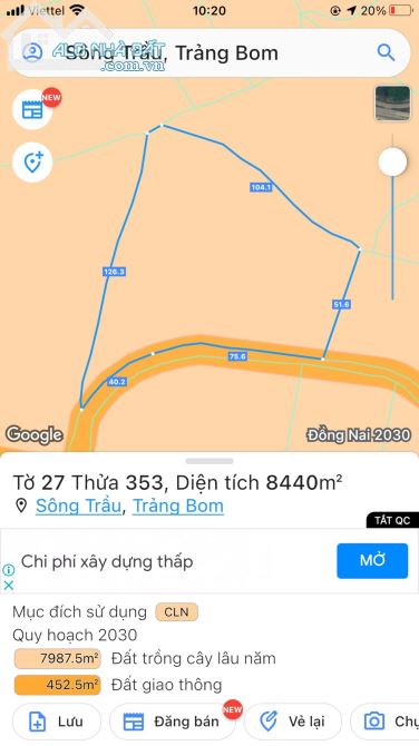 Bán Đất Sào Ấp 6, Sông Trầu, Trảng Bom,Đồng Nai.