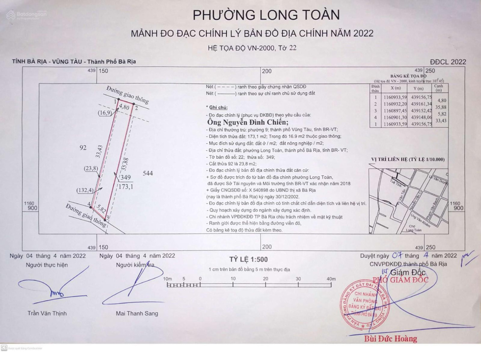 Cần Bán Đất Mt Số 80 Tuệ Tĩnh ,Long Toàn,Tp Bà Rịa.chính Chủ 0973 365 ***Zalo.