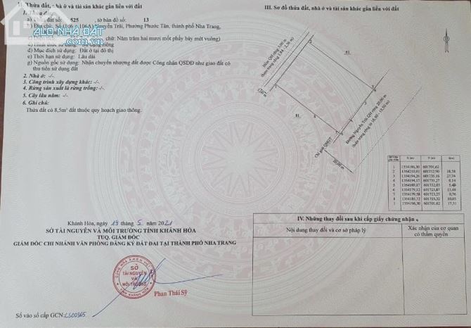 Bán Đất Mặt Tiền Đường Nguyễn Trãi - P. Phước Tân - Tp Nha Trang - Khánh Hoà