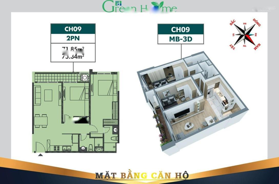 Cần Bán Gấp Căn Chung Cư Phương Đông Green Home (Ct8C Việt Hưng), 2 Phòng Ngủ, Giá 2.4 Tỷ