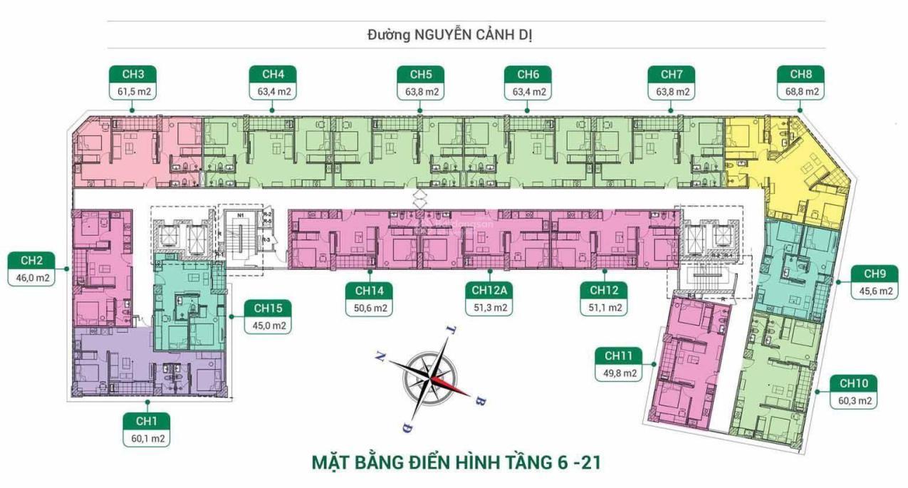 Bán Căn Thanh Bình Garden, 2 Phòng Ngủ, 51 M2, Giá 2.3 Tỷ Tại Hoàng Mai - Hà Nội