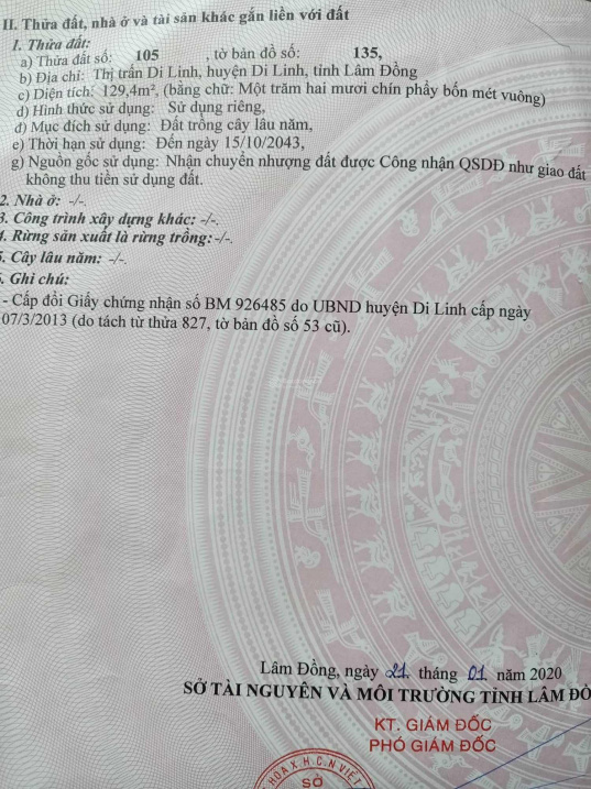 Chính Chủ Cần Tiền Bán Gấp Lô Đất Ngay Thị Trấn Di Linh - Lâm Đồng