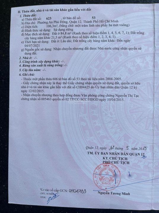 Bán Nhà Mặt Tiền Kinh Doanh 5X21 Đường Sơn Ca 8 (H140 Vườn Lài, An Phú Đông, Quận 12)
