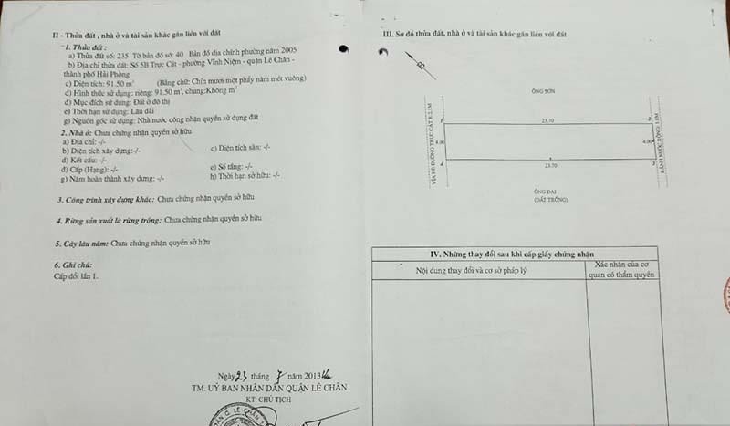 Bán lô đất cực đẹp mặt đường Trực Cát, diện tích 183m MT8m, GIÁ 65 tr/m gần Thiên Lôi
