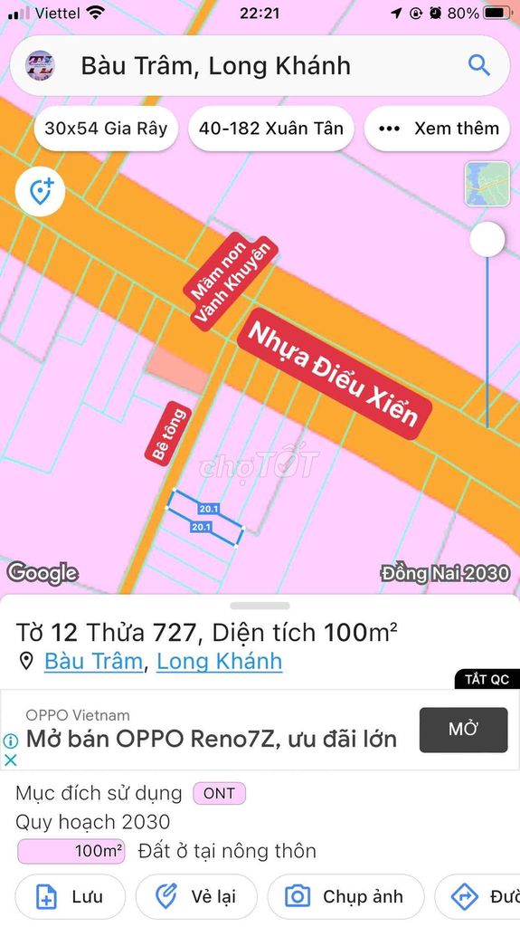 Đất Sổ Riêng 100M2 (5X20M) Bầu Trâm, Tp Long Khánh