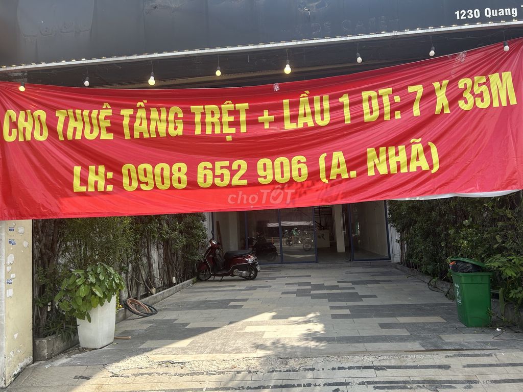 Cho Thuê Mb+Lầu 1 Mt Quang Trung 7X35 1 Trệt 1 Lầu