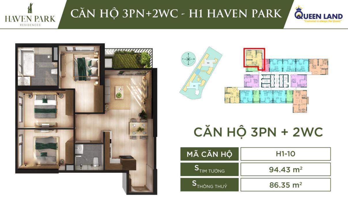 Bán Chung Cư Haven Park Residences, 3 Phòng Ngủ, 94 M2, Giá Rẻ Tại Văn Giang - Hưng Yên