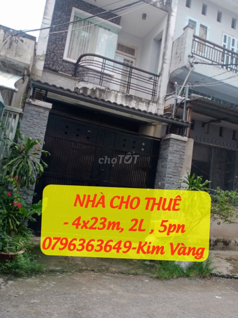 Nhà 4X23M, 2L,5Pn,Đường Nguyễn Quý Yêm 10Tr/Tháng