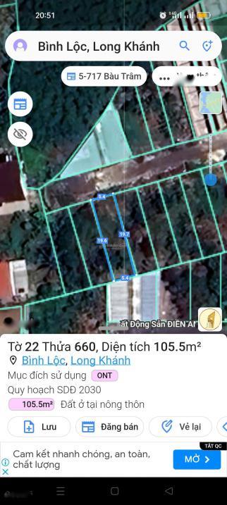 Cần Bán Mảnh Đất 107 M2, Mặt Tiền 6M Tại Xã Bình Lộc - Long Khánh - Đồng Nai, Giá 1.5 Tỷ