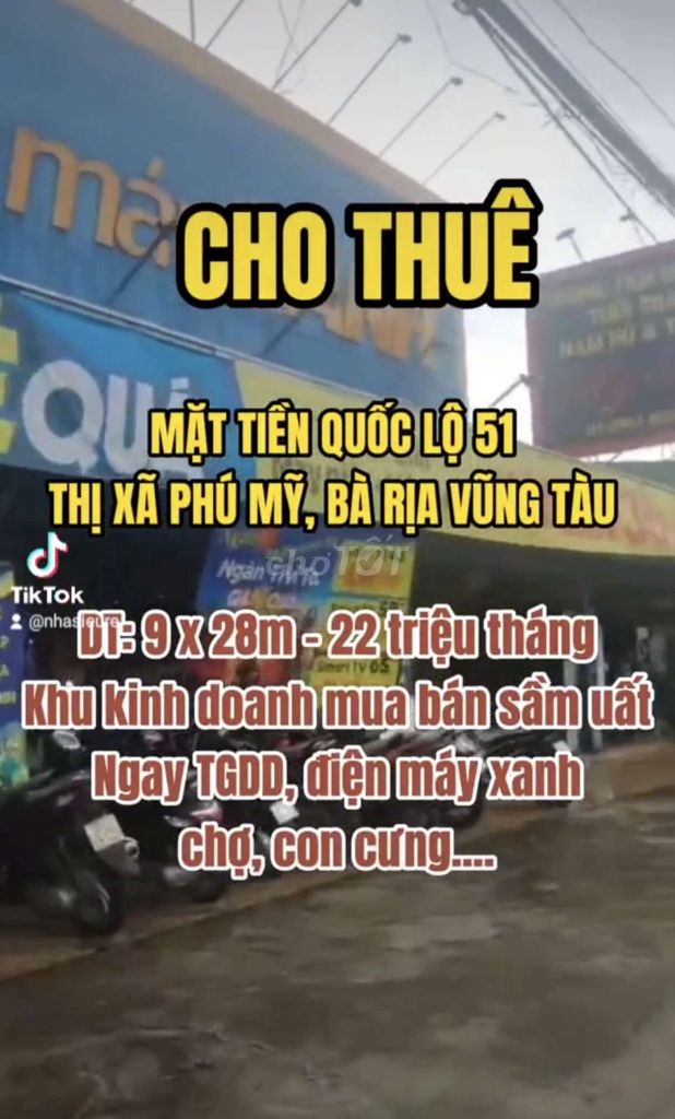 Cho Thuê Mb Kinh Doanh 9*28M Thị Xã Phú Mỹ