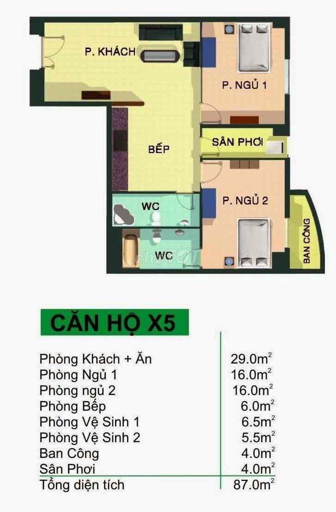 Chung Cư Phú Thạnh 87M2 2 Phòng Ngủ 2 Nhà Vệ Sinh 1 Phòng Giặt,..