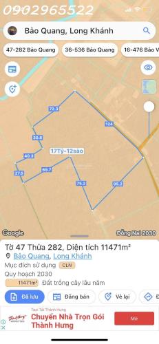 Bán Lô Đất 11.471 M² Xã Bảo Quang, Long Khánh, Mặt Tiền Đường Bê Tông 110M
