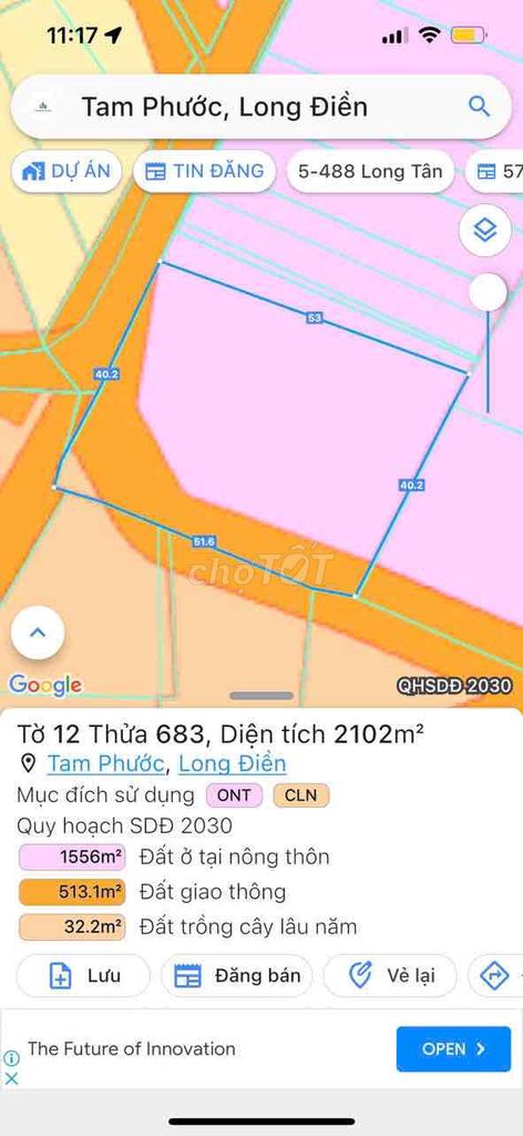 2100M2-150Tc Lô Góc Dg Nhựa Tam Phước- Long Điền