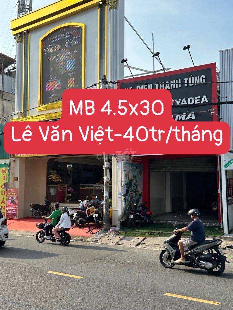 Mt Lê Văn Việt- 4.5 X 30 Trống Suốt, Kd Đa Ngành Nghề- Chỉ 40Tr/Tháng