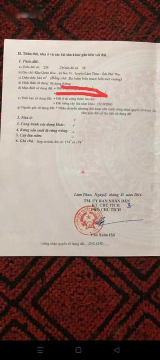 Cần Bán Gấp Đất 344 M2 Tại Xã Sơn Vi - Lâm Thao - Phú Thọ, Giá 2.92 Tỷ