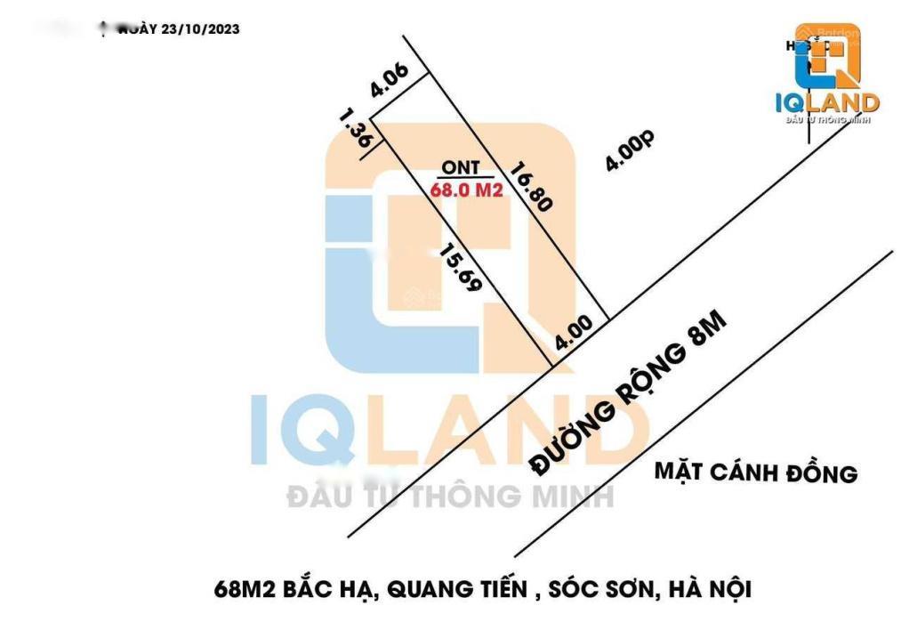 Bán Lô Đất 68 M2, Mặt Tiền 4M Tại Xã Quang Tiến - Sóc Sơn - Hà Nội, Giá 1.39 Tỷ