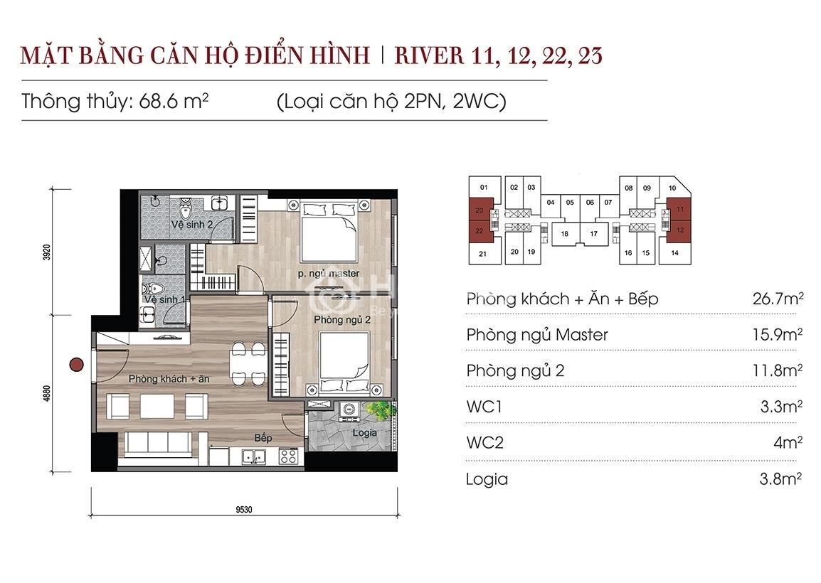 Bán Căn Hộ 2 Ngủ 68M2 Giá 2.3 Tỷ Tại Chung Cư Eurowindow Đông Anh, Hà Nội