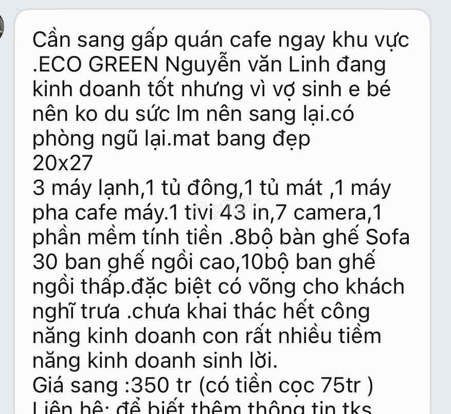 Cần Sang Quán Cà Phê Đang Kinh Doanh , Phường Tân Thuận Táy Q7