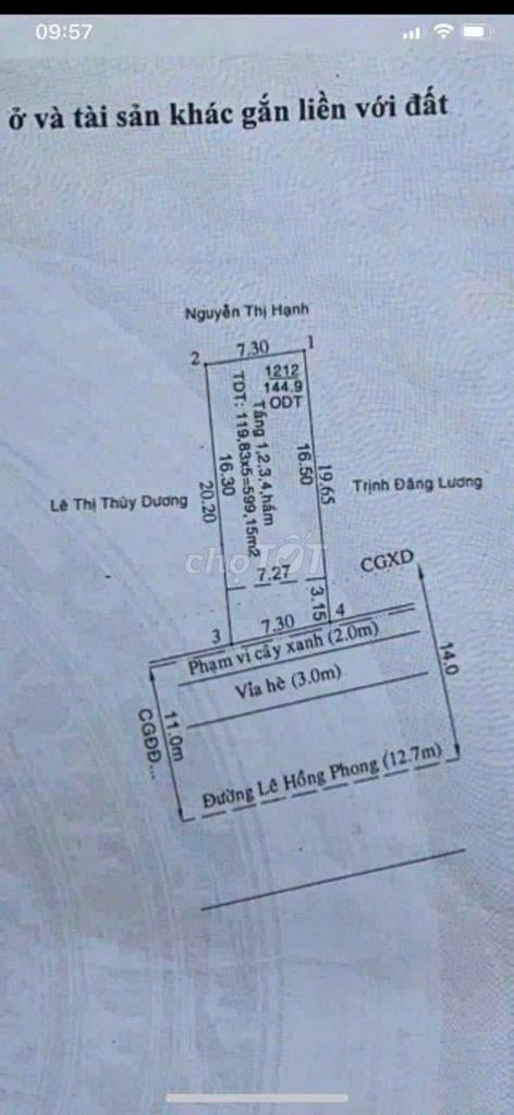 Mt Lê Hồng Phong .Nhà: 1 Tầng Hầm Và 4 Lầu.dt: 7,3 X 20 Tc 100%.