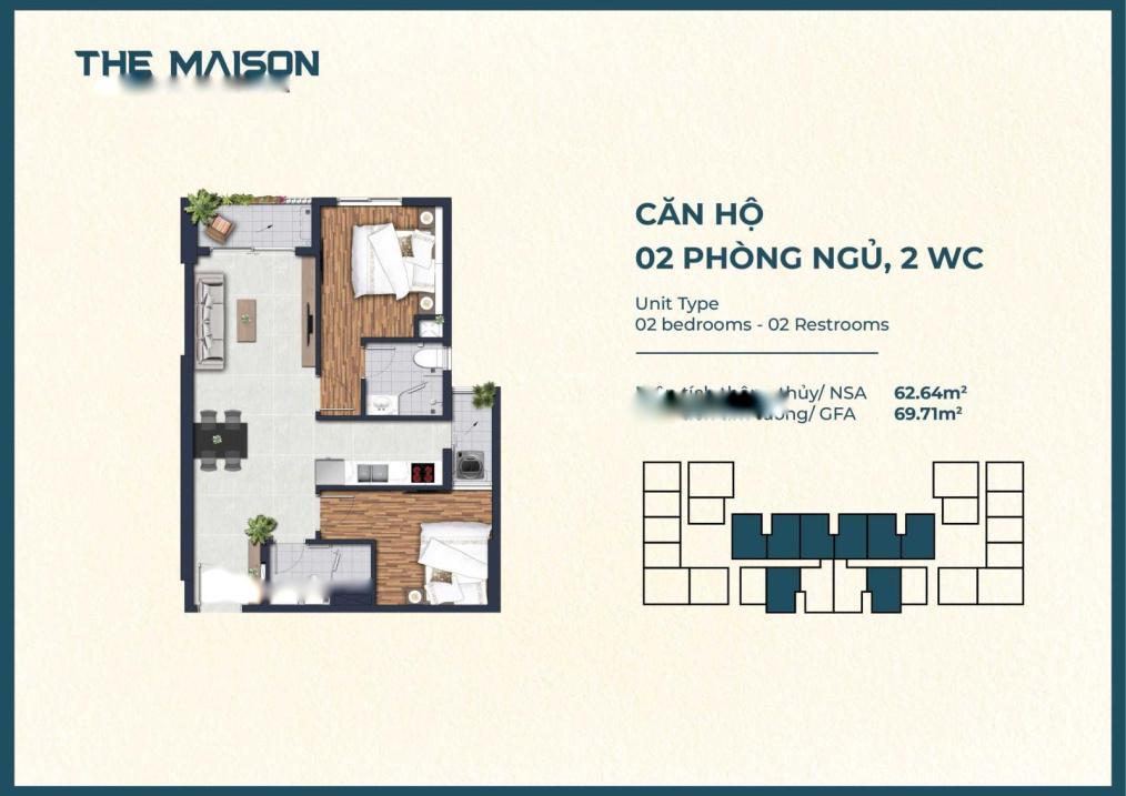 Bán Gấp Căn Chung Cư The Maison, 2 Phòng Ngủ, 69 M2, Giá 2.25 Tỷ Tại Thủ Dầu Một - Bình Dương