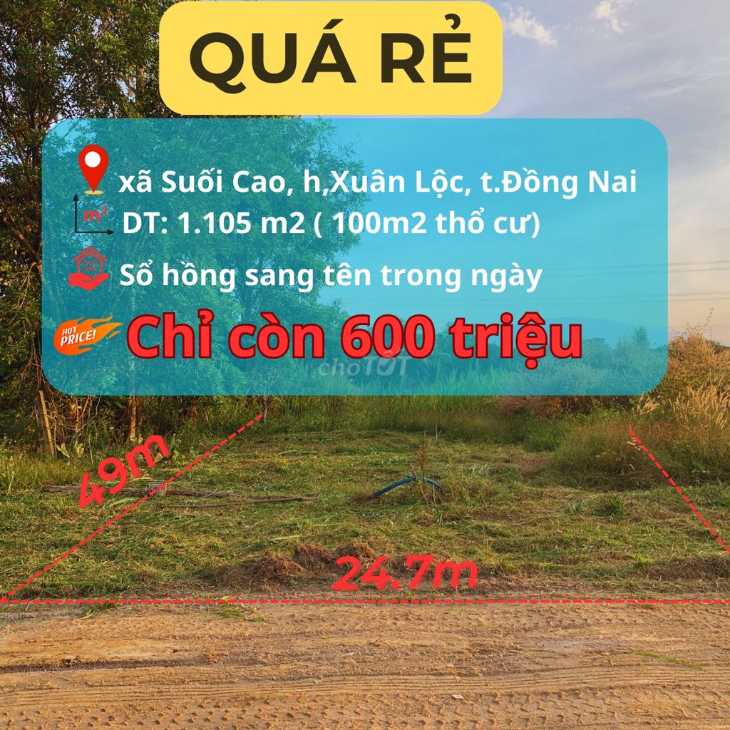 Sổ Hồng Có 100M2 Thổ Cư + 1000M2 Cln Suối Cao - Xuân Lộc - Đồng Nai