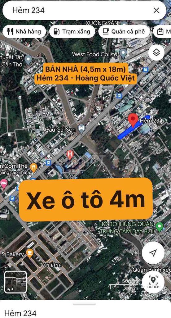 Nhà (4,5M X 18M) - Hẻm 234 - Hoàng Quốc Việt, P.an Bình, Ninh Kiều.