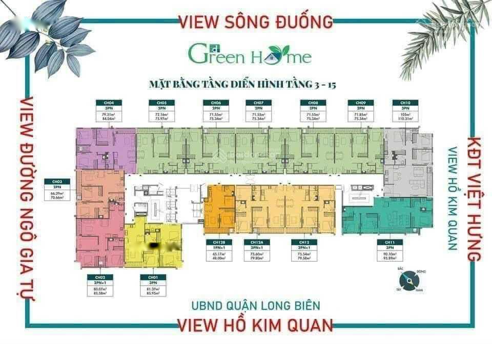 Bán Gấp Căn Hộ Phương Đông Green Home (Ct8C Việt Hưng), 2 Phòng Ngủ, 72 M2, Giá 2.75 Tỷ