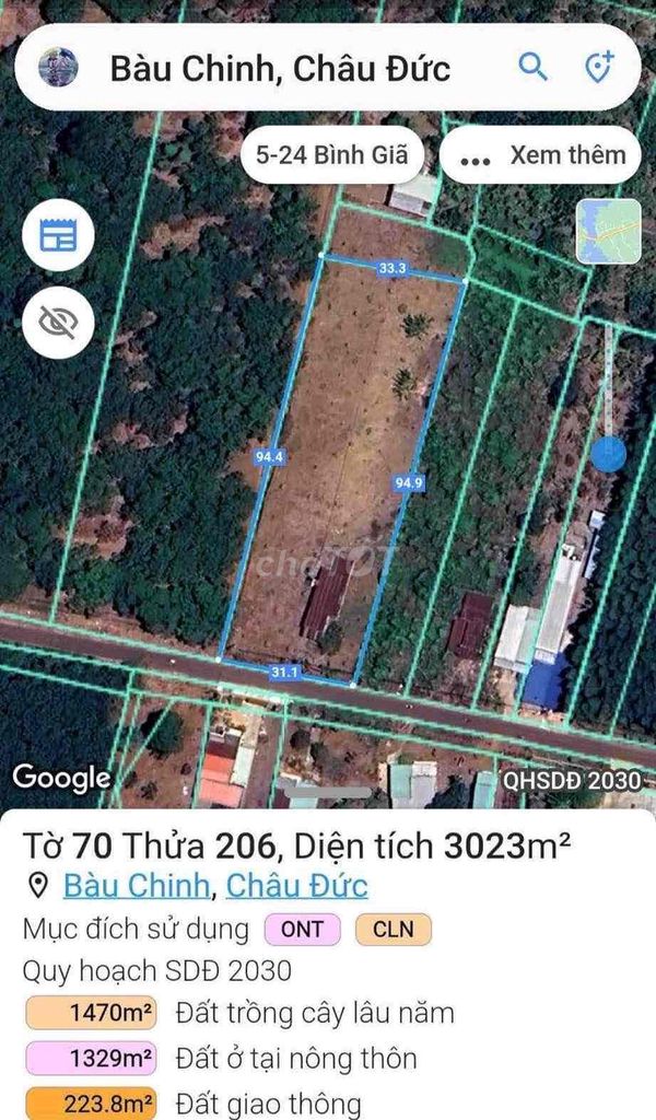 Cần Bán 3000M2 Đất Rẫy Ở Bàu Chinh, Châu Đức