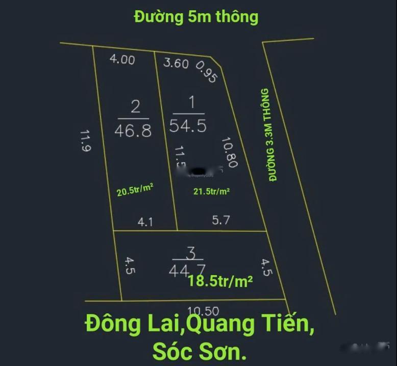 Bán Mảnh Đất 47 M2, Mặt Tiền 6M Tại Đường Đồng Lai - Quang Tiến - Sóc Sơn - Hà Nội, Giá 846 Triệu