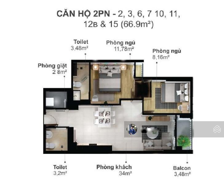 Bán Nhanh Căn Hộ Eco Xuân, 2 Phòng Ngủ, 67 M2, Giá 1.7 Tỷ Tại Thuận An - Bình Dương