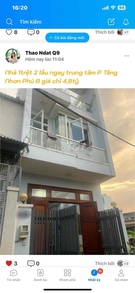 Bán Nhà 1Trệt 2Lầu Tăng Nhơn Phú B Thành Phố Thủ Đức