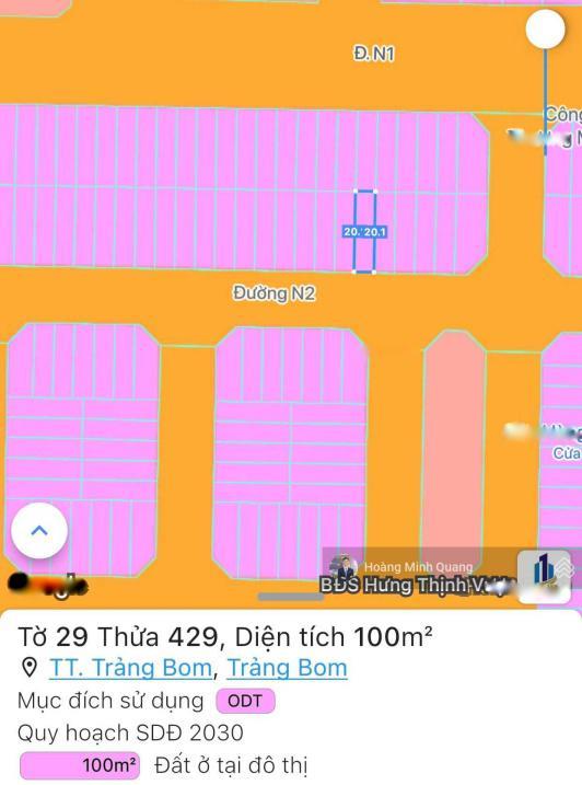 Sở Hữu Ngay Đất Nền Dự Án Khu Đô Thị Bàu Xéo, 100 M2 Tại Huyện Trảng Bom - Đồng Nai, Giá 1.59 Tỷ