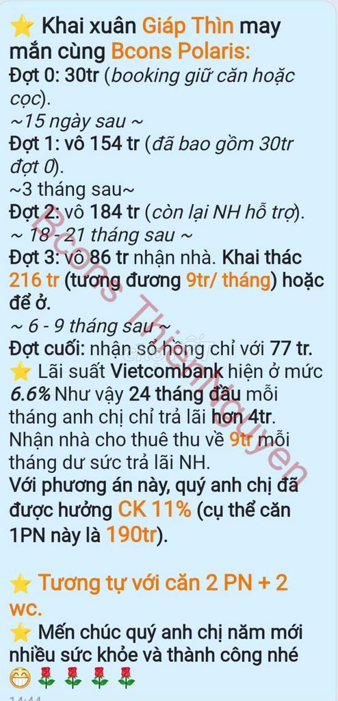 Căn Hộ Phạm Văn Đồng 54 M2 Chỉ Trả Trước 220Tr