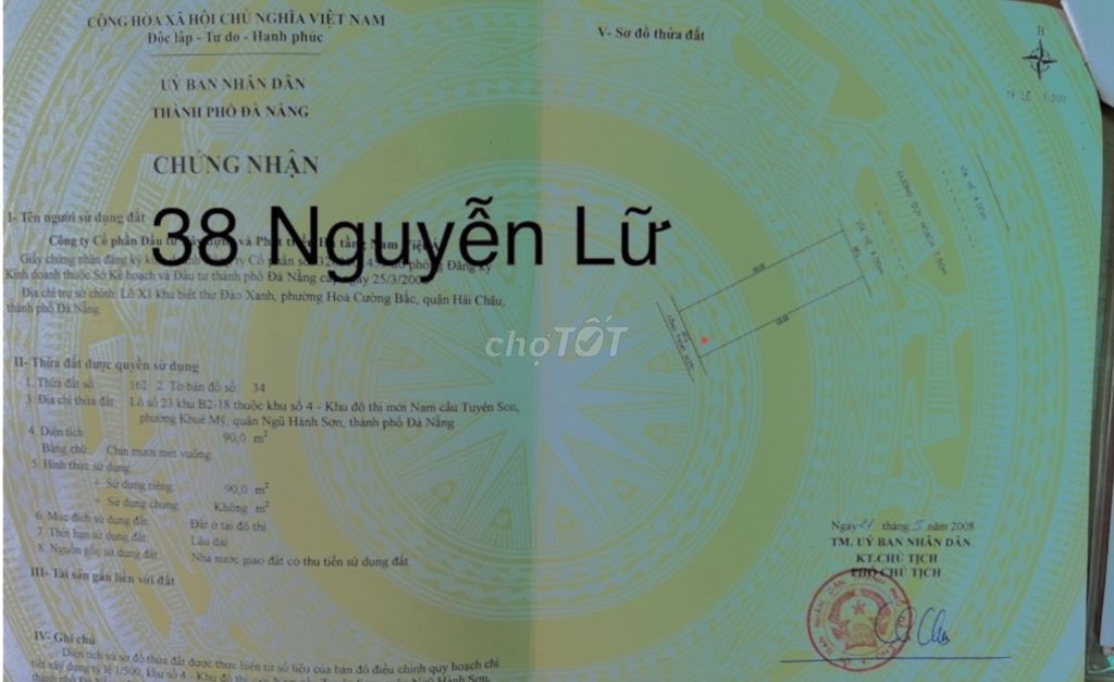Chính Chủ Bán Đất 90M2 Đường Nguyễn Lữ,Gần Trường Đh Kinh Tế Đà Nẵng