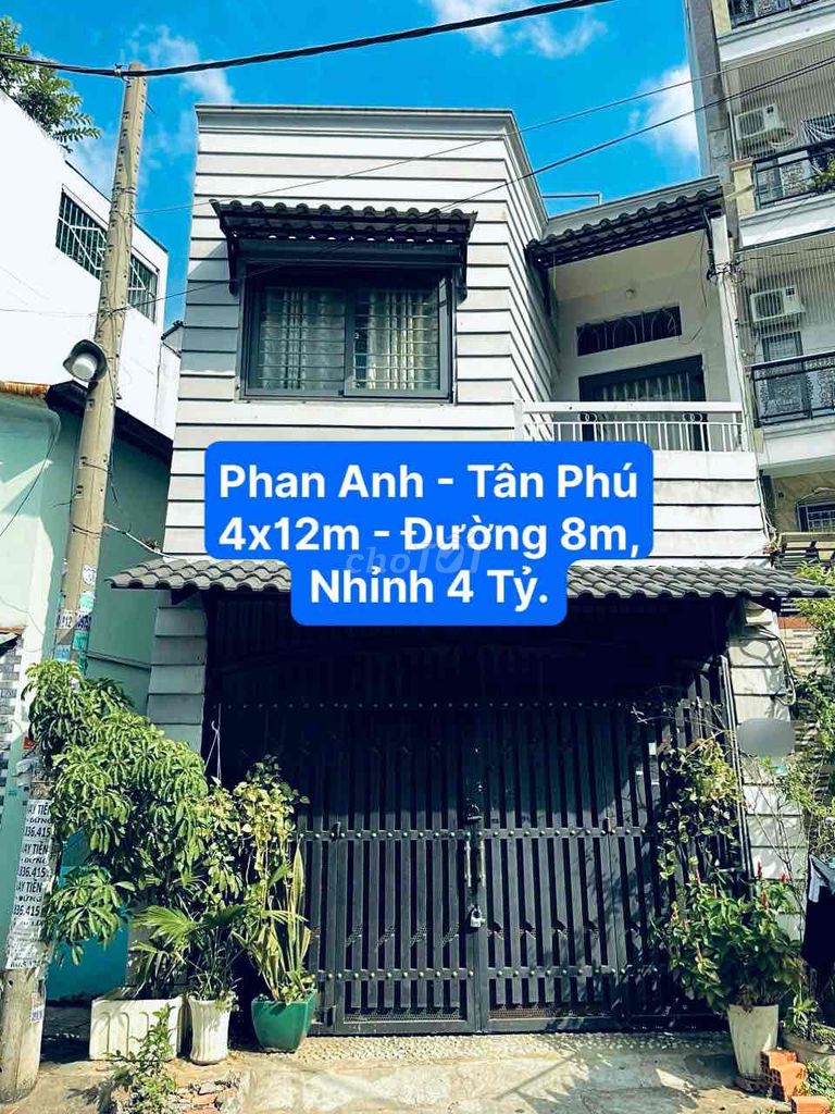 Nhà Tân Phú Nhỉnh 4 Tỷ , 48M2, Phan Anh, Ô Tô 8M, 2Pn, Shr, Ko Qh.