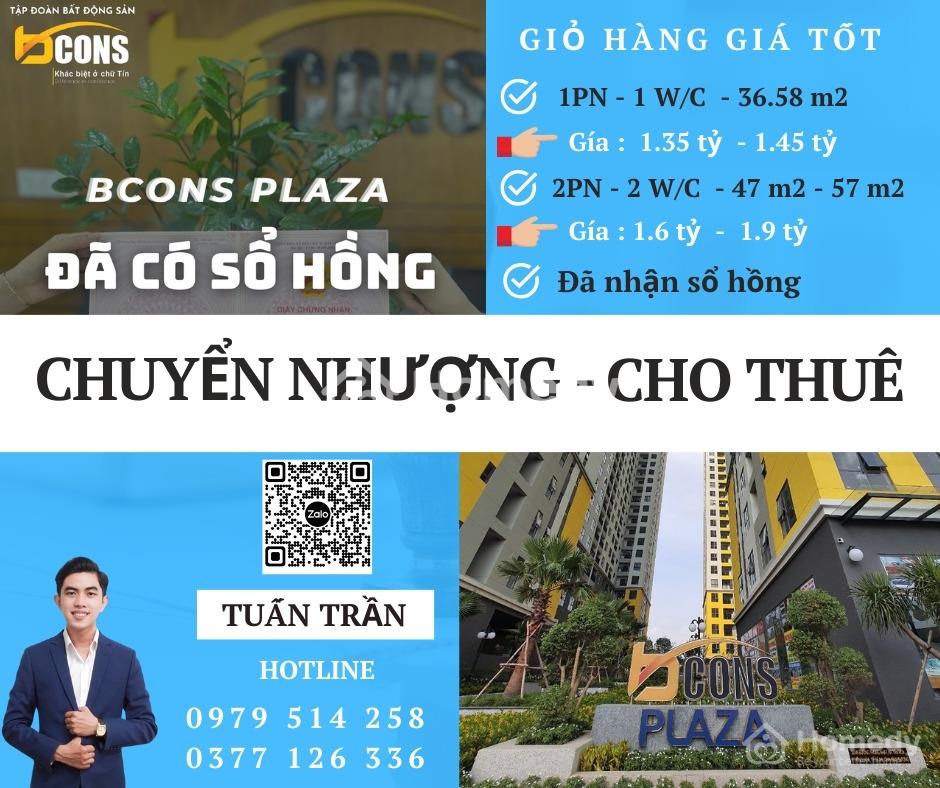 Bán Căn 2Pn - Giá 1.58 Tỷ - Bcons Plaza - Nhận Sổ Hồng Chính Chủ - Hỗ Trợ Kh Bank -Tuấn: 0979514***