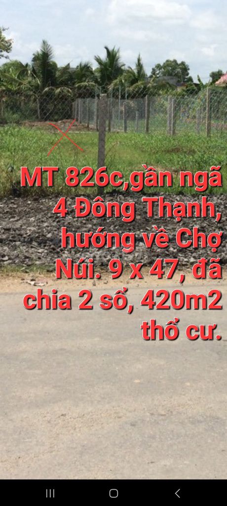 Bán 420M2 Thổ Mt, 826C, Gần Ngã 4 Đông Thạnh, Cần Giuộc, La