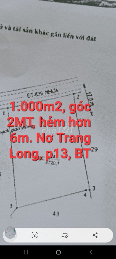 Bán 1.000M2 Đất Góc 2Mt Hẻm 7M, Nơ Trang Long, P12, Bt