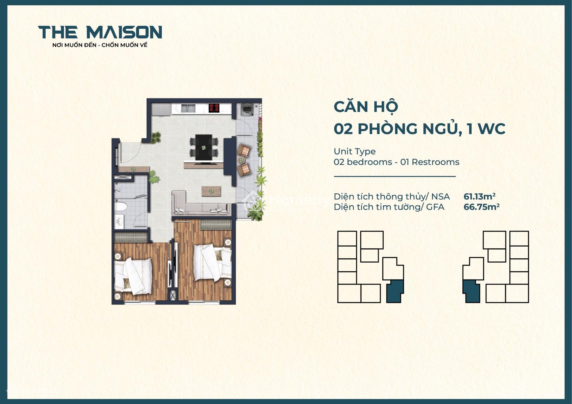 Dự Án Ch The Maison Dt 67M2, 2Pn, 1Wc Cạnh Hồ Bơi Công Viên Ban Công Hướng Đông Nam Tt Thủ Dầu Một