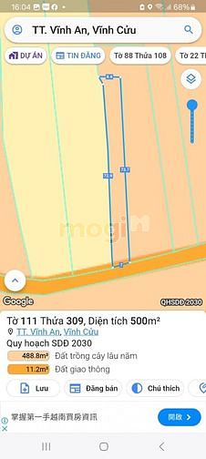 Bán 500M, Mặt Tiền Đường Đoàn Thị Điểm,Thị Trấn Vĩnh An,Huyện Vĩnh Cửu